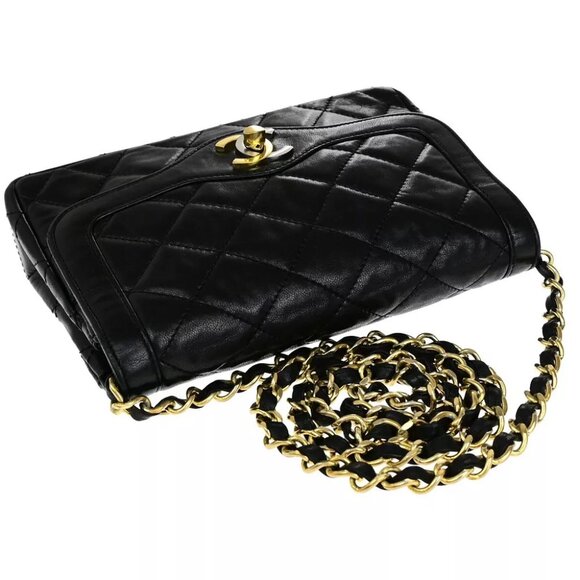 CHANEL PARIS CC Matelasse Chain Mini Shoulder Bag Leather Black Vintage 307RK039 - Picture 5 of 12